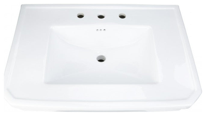 Large White Victorian Vitreous Bathroom Pedestal Sink 8 Inc Widespread Set of 2