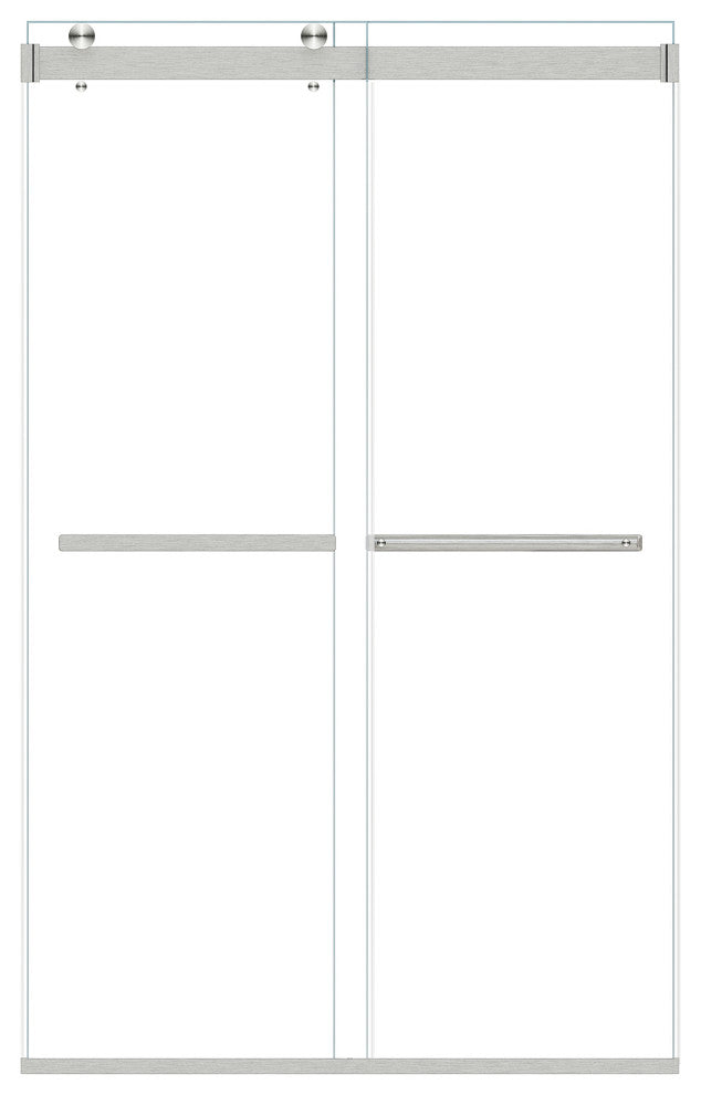 Marcelo By Pass Frameless Shower Door, Clear Glass, Brushed Nickel, 48"wx76"h