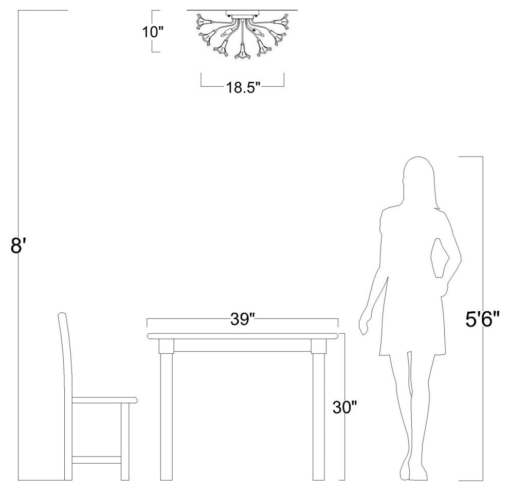 Zelda Crystal Glass Flower Flush Mount 5-light