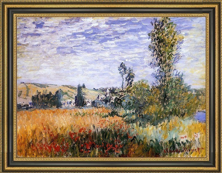 Claude Oscar Monet Landscape at Vetheuil Framed Premium Canvas Print, 21"x28"