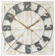 HomeRoots Square Distressed Wood and Metal Wall Clock With Vintage Touch