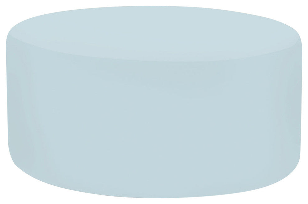 36" Universal Round Ottoman With Slipcover, Seascape Breeze