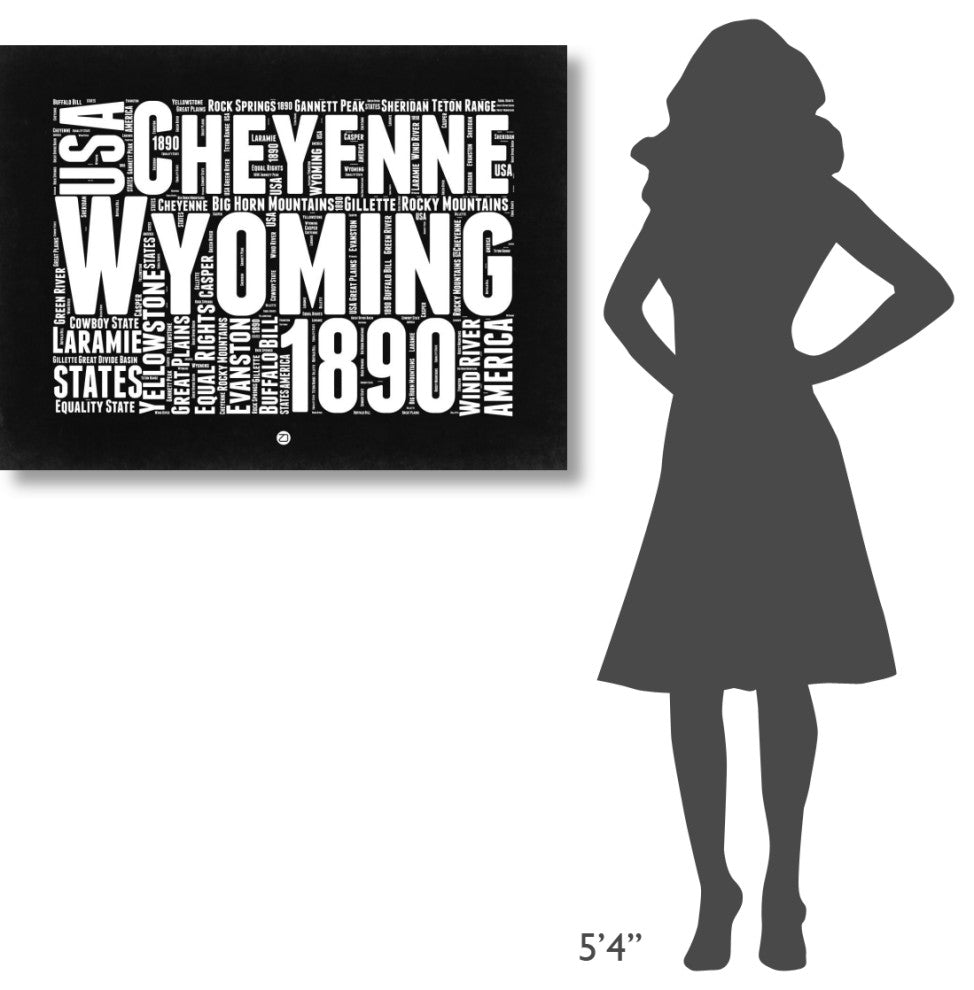 "Wyoming Black and White Map" Fine Art Print