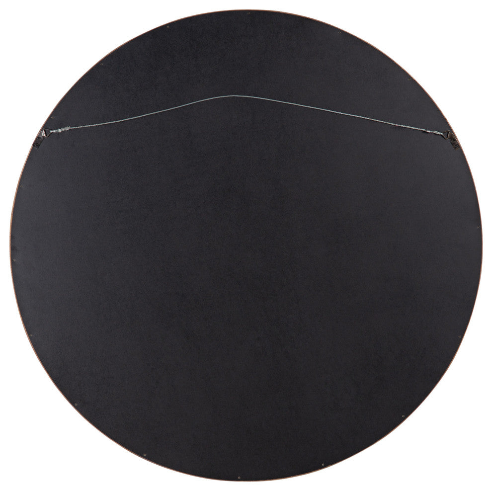 Hutton Round Wood Wall Mirror, Walnut Brown 36 Diameter