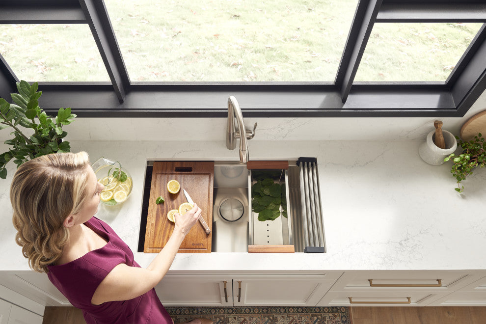 Ruvati 28" Workstation Undermount Stainless Steel Kitchen Sink, RVH8309