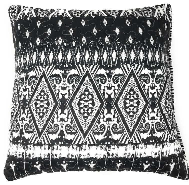 Set of Two Aztec Black and White Diamond Accent Square Cushion Covers 18" 2-PCS