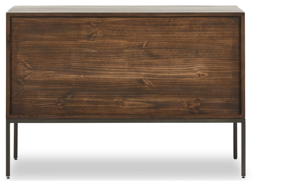 Trey Modular Wide Filing Cabinet Auburn Poplar, Natural Iron, Black Leather