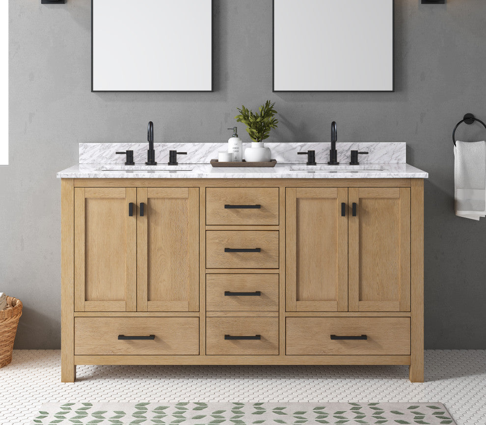 Avanity Modero 60" Double Vanity Only, Brushed Oak