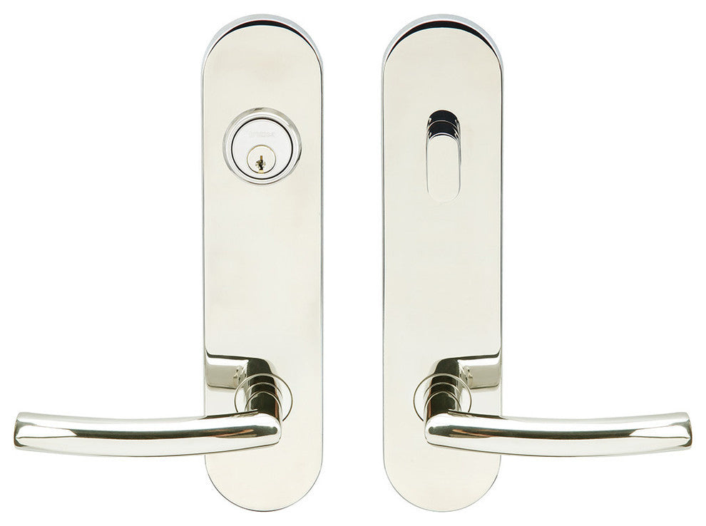 Oslo Lever, Tubular Entry, Single Cylinder, Left Hand, Polished Stainless Steel