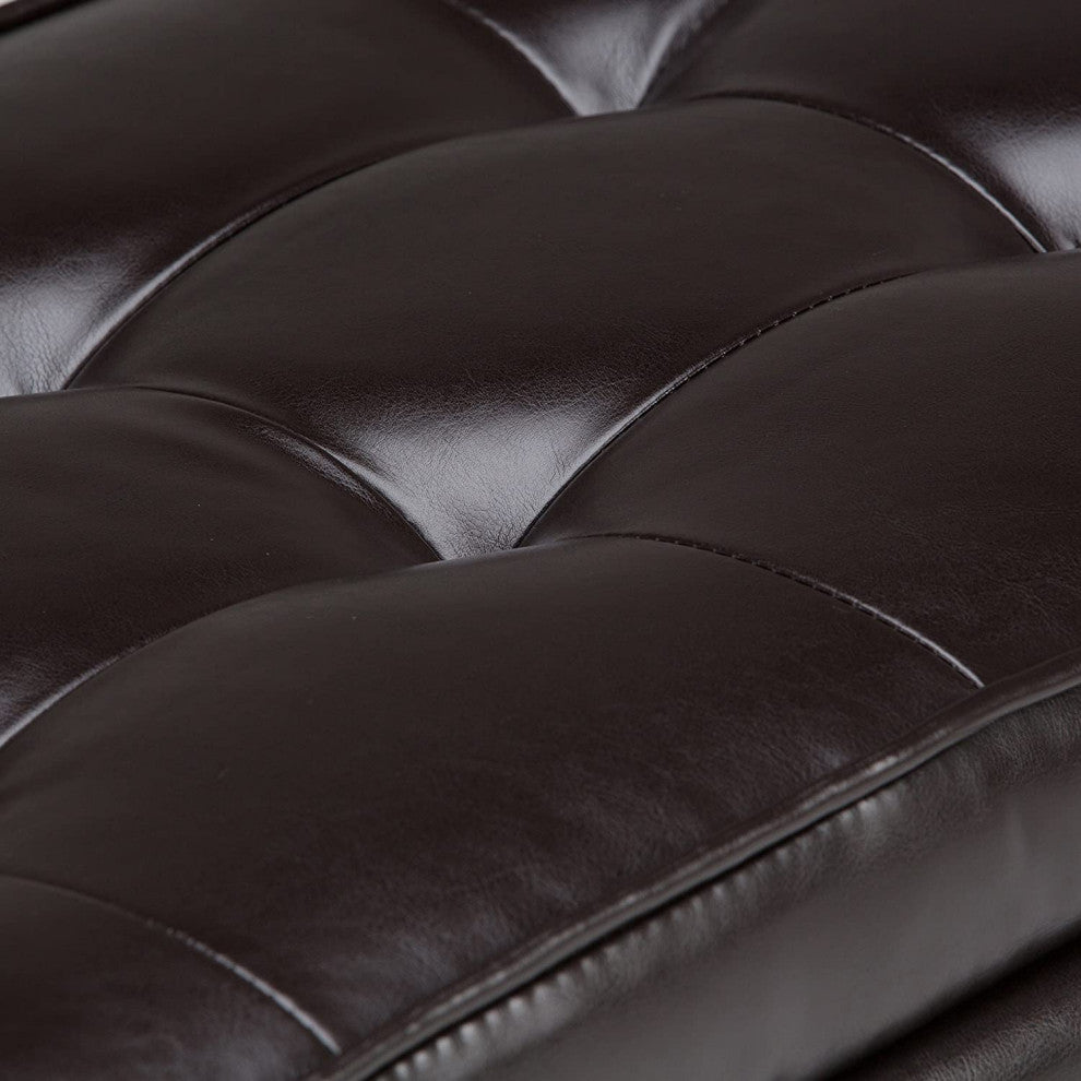 Wide Rectangle Ottoman Bench with Open Bottom in Tanners Brown Tufted Footrest
