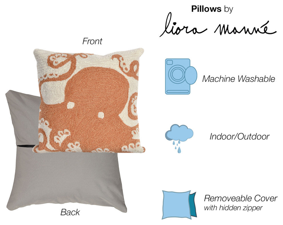 Frontporch Octopus Pillow, Aqua, 18"x18"