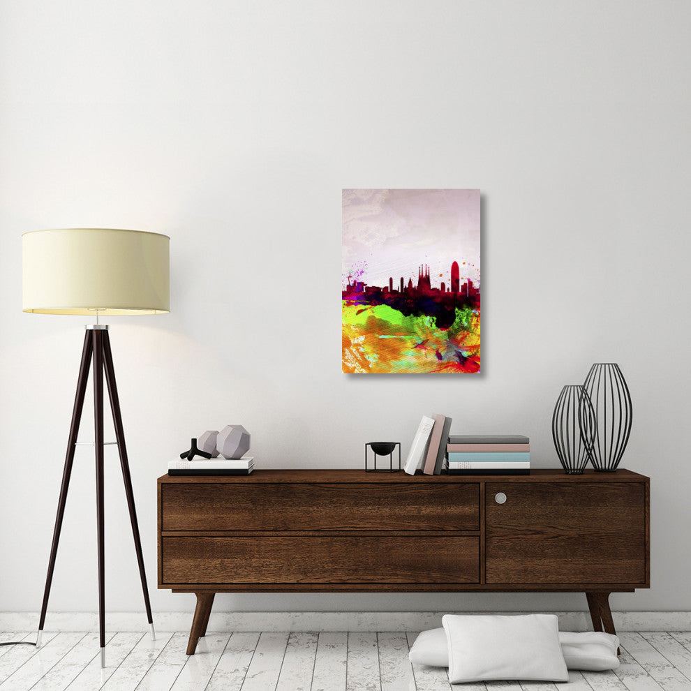 "Barcelona Watercolor Skyline" Fine Art Print