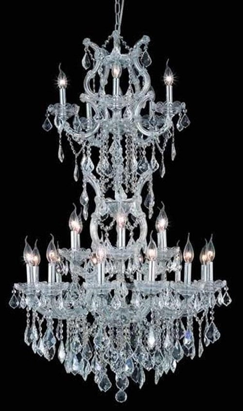 Elegant Maria Theresa Dining Room Light, Chrome Finish With Royal Cut Crystal