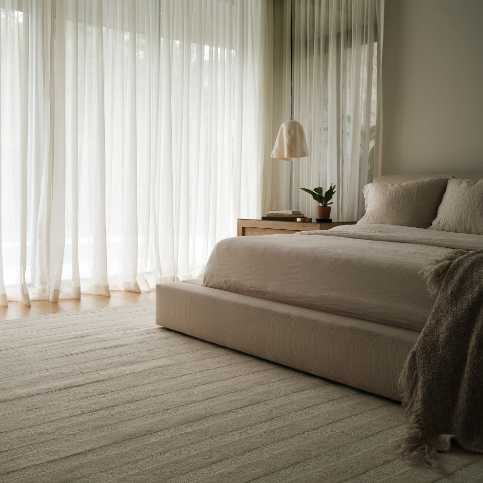 Vestry Striped Wool Area Rug, Ivory 9' x 12'