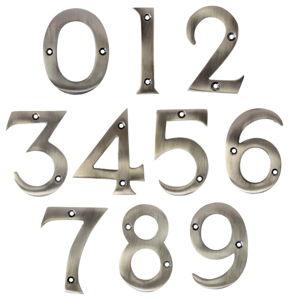 RCH Hardware Brass Modern House Number, 3-Inch, Various Finishes, Antique Nickel