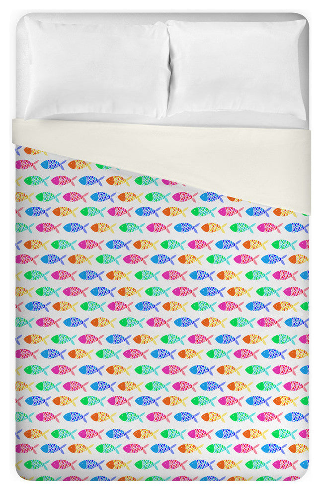 Colorful Fish Pattern King Duvet Cover