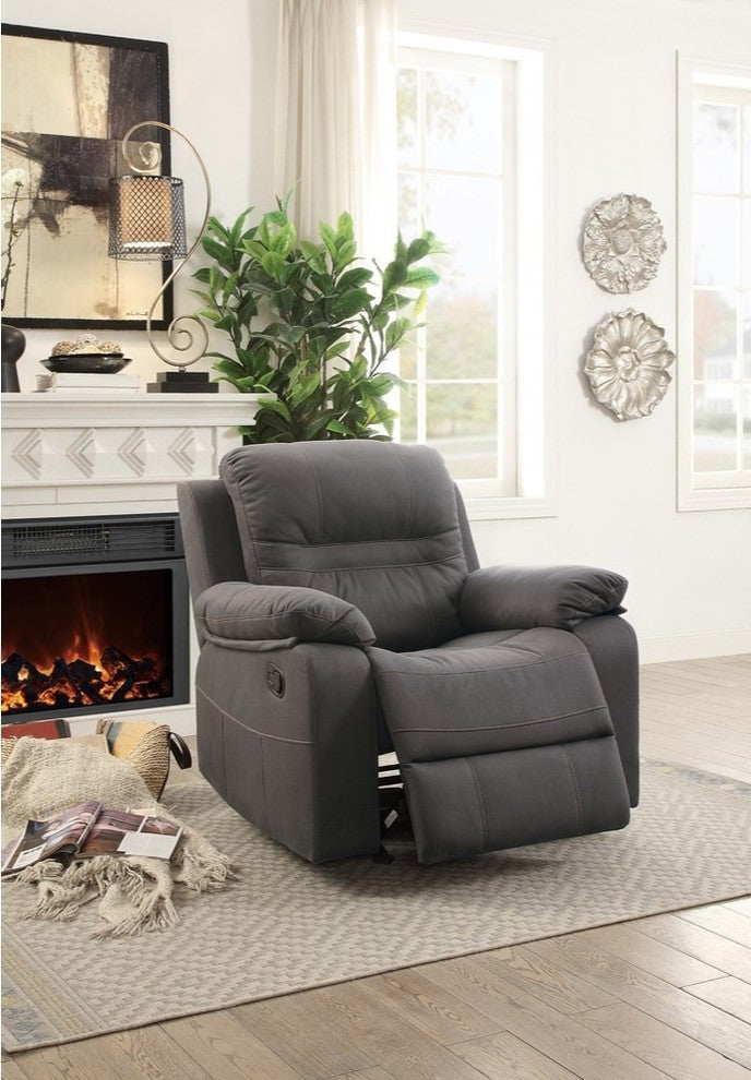 Benzara BM166726 Leatherette Rocker Recliner In Gray