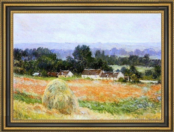 Claude Oscar Monet Haystack Framed Premium Canvas Print, 16"x24"