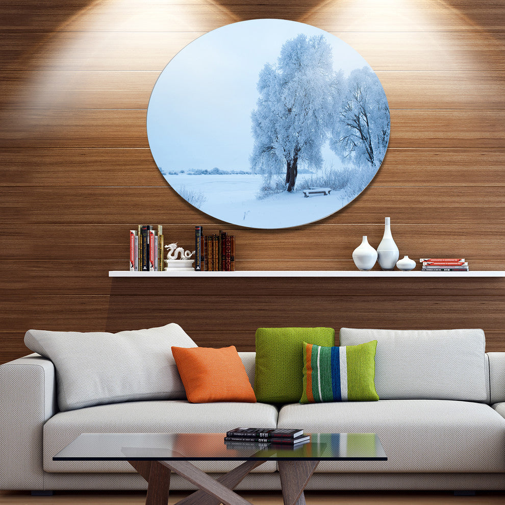 Foggy Yuriev Monastery, Landscape Wall Large Disc Metal Wall Art, 36"