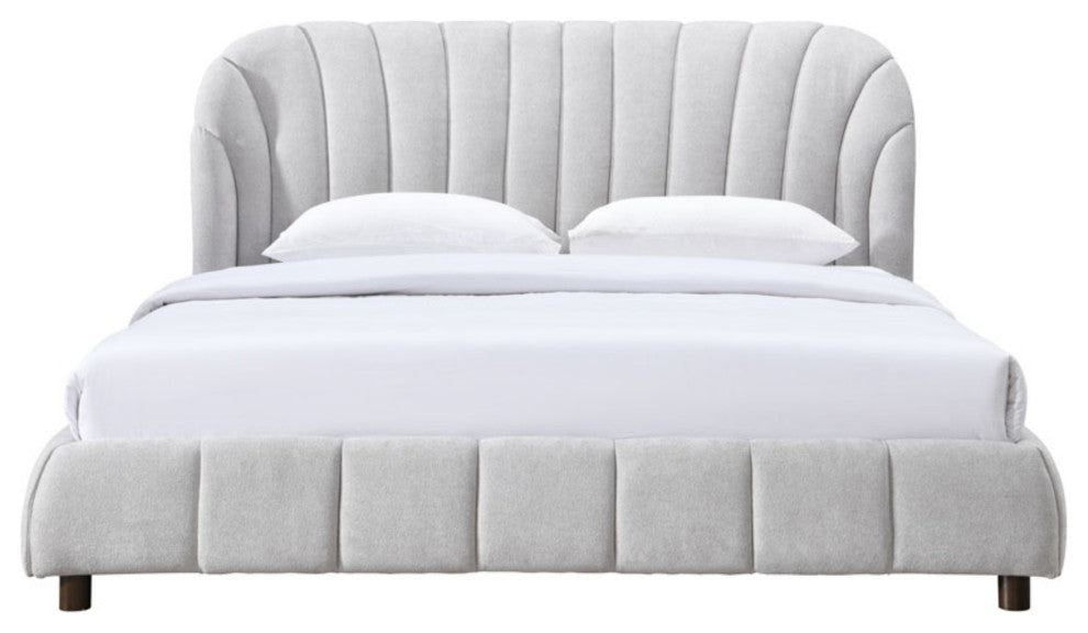 Safavieh Couture Tillie Channel Tufted Bed, Walnut/Light Grey, Queen