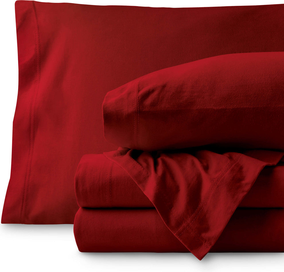 Bare Home Jersey Cotton Sheet Set, Red