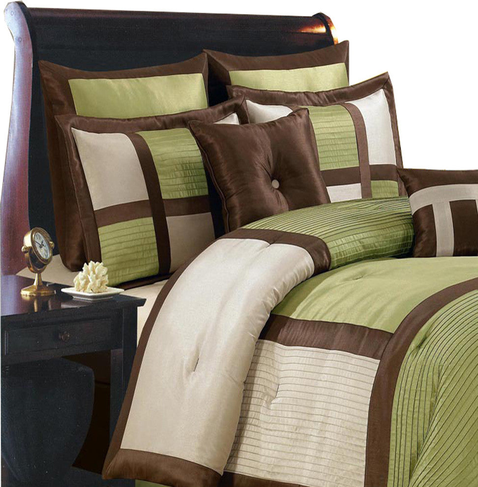 Morgan 100% Microfiber 8-Piece Luxury Comforter Set, Sage, California King