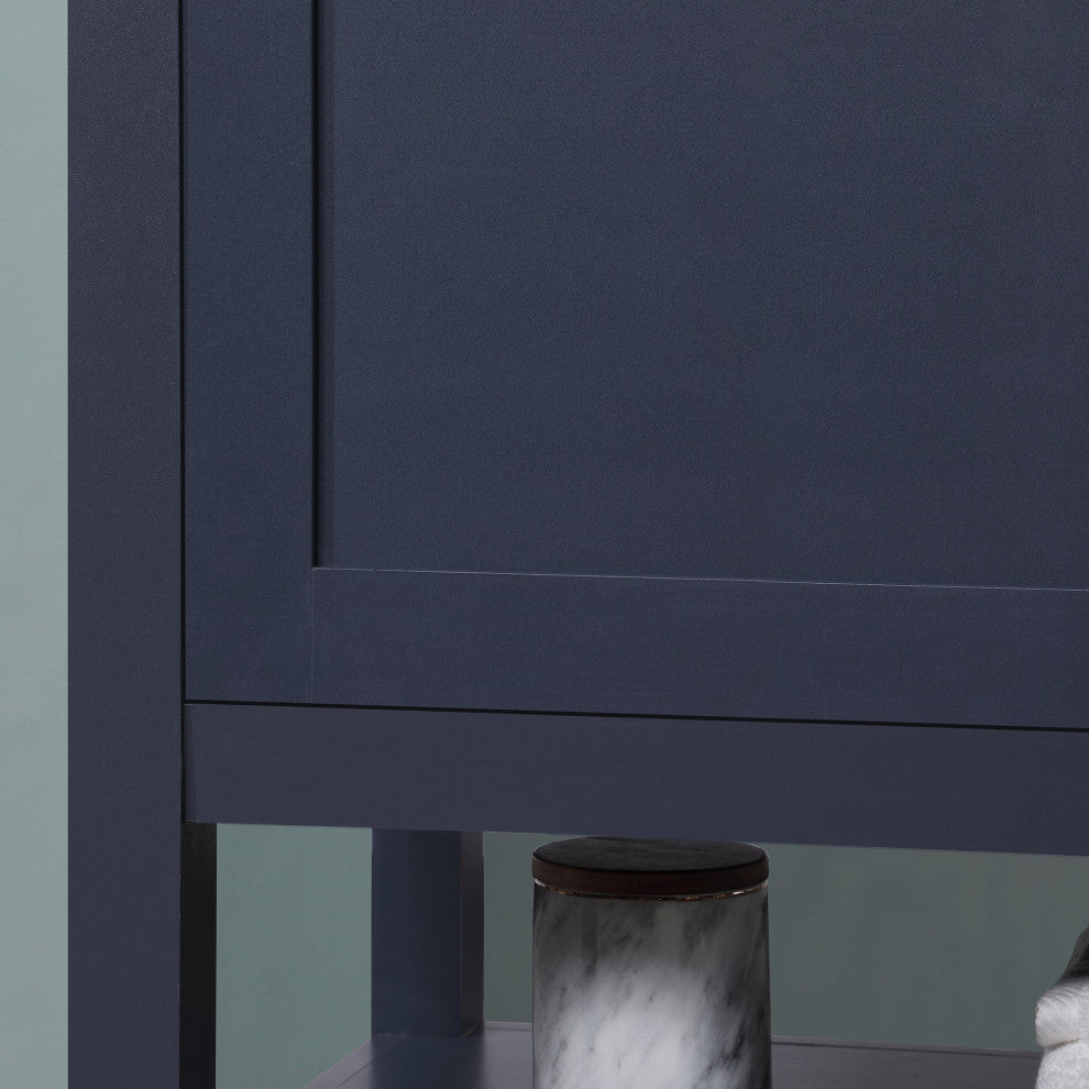 Ove Decors Vegas Single Sink Bathroom Vanity Set With Countertop, White, Midnight Blue, 36"