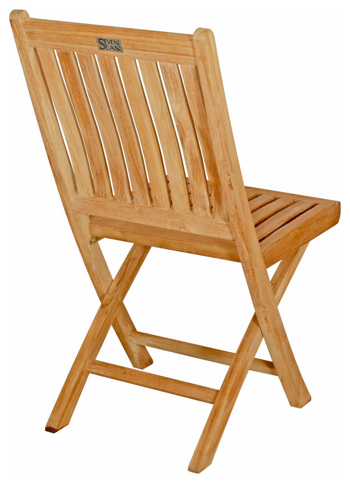 Seven Seas Teak Folding Outdoor Patio Side Chair, Set of 2