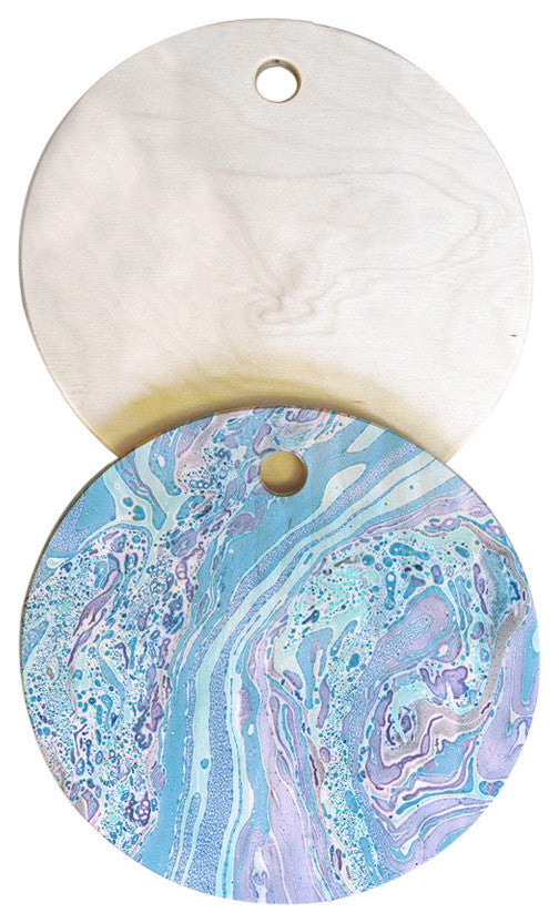Amy Sia Marble Pale Blue Cutting Board Round, 11.5"x11.5"