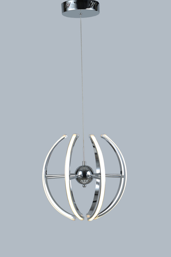 Chrome Aluminum Frame LED Strip Orb Light Fixture