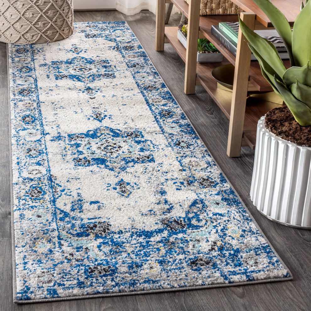 Modern Persian Boho Vintage Medallion Area Rug, 2 X 8