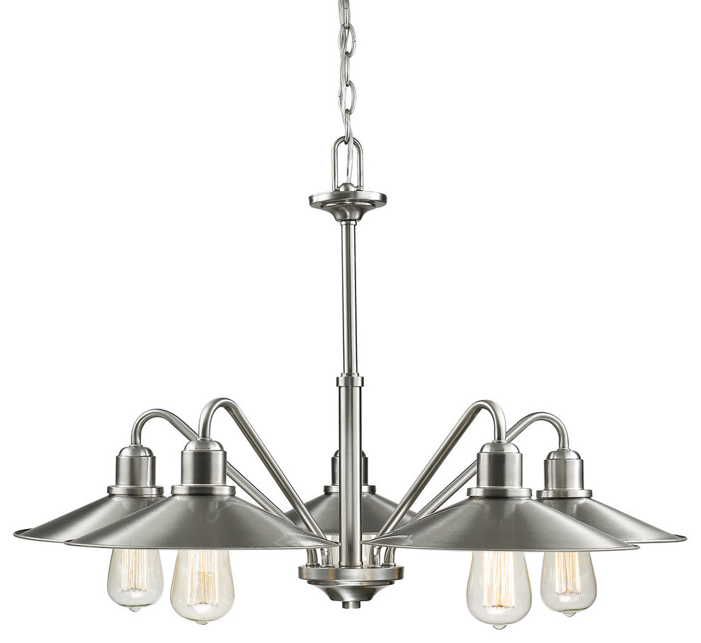 Casa 5 Light Chandelier, Brushed Nickel