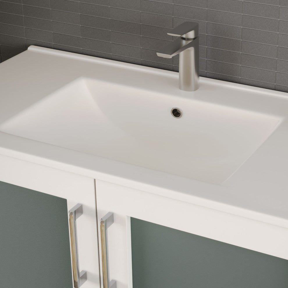 The Pullman Bathroom Vanity, White, 36", Single Sink, Freestanding