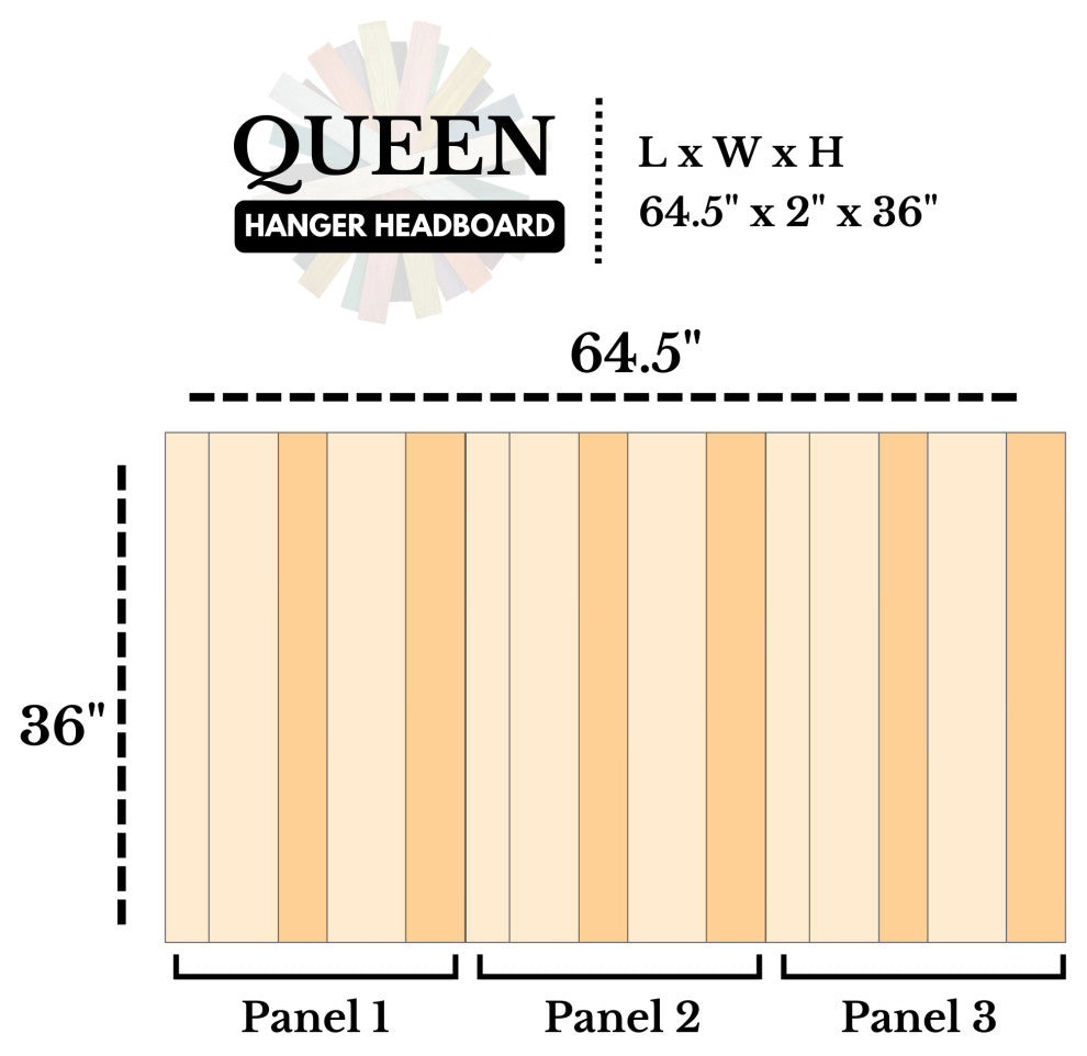 Handcrafted Headboard, Hanger Style, Blue Stonewash, Queen