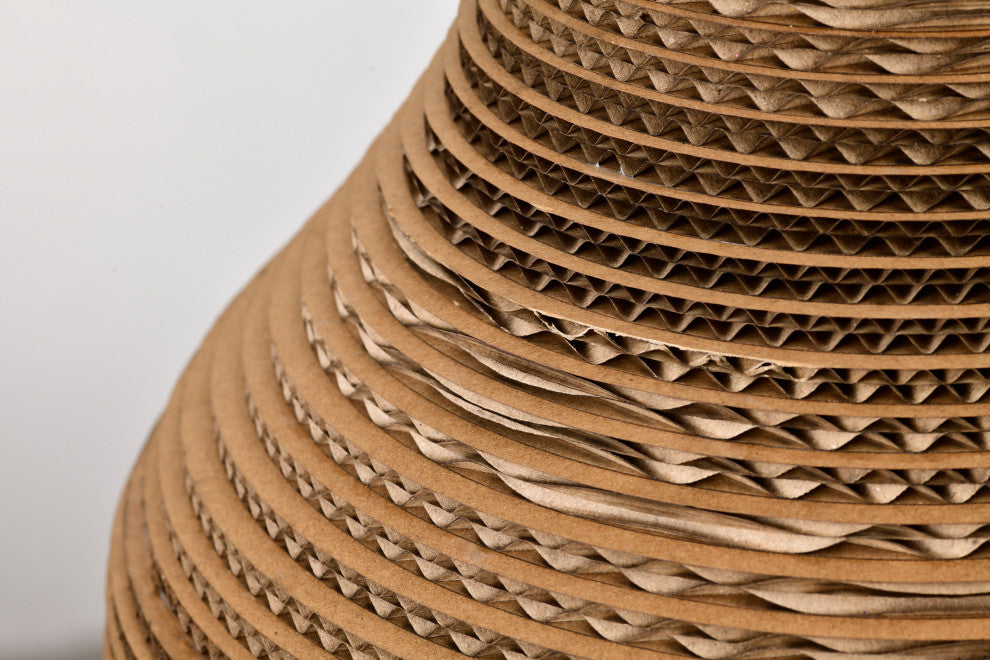 Matte Black Modern Nordic Style Pendant With Natural Brown Origami Paper Shade