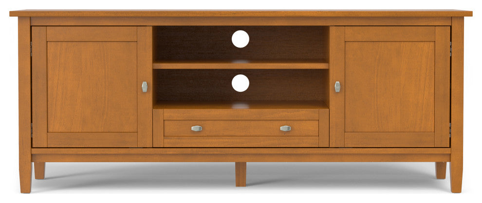 Warm Shaker Solid Wood 60" TV Media Stand, Light Golden Brown For TVs up to65"