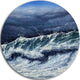 Storm In Ocean, Seascape Photography Disc Metal Artwork, 23"