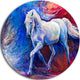 Blue Horse, Animal Round Metal Wall Art, 23"