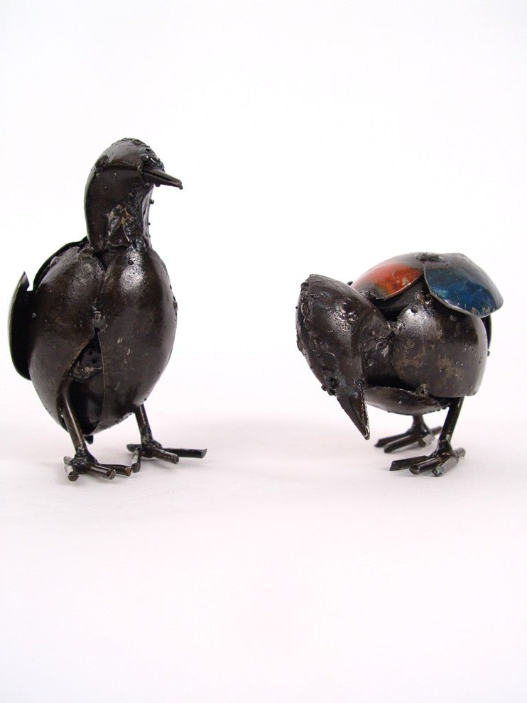 Colorful Recycled Metal Chick, Eco Art