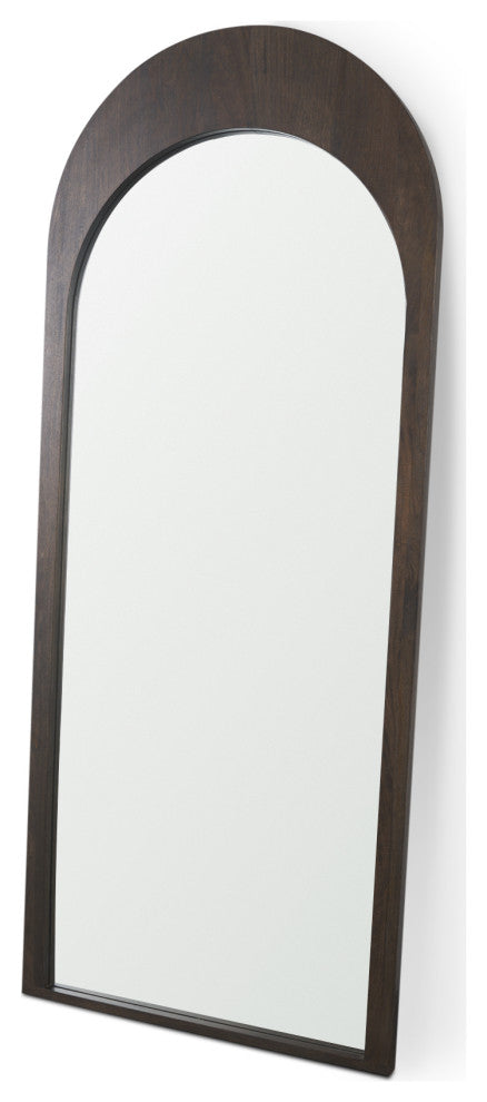 Celeste Dark Brown Wood Arched Floor Mirror