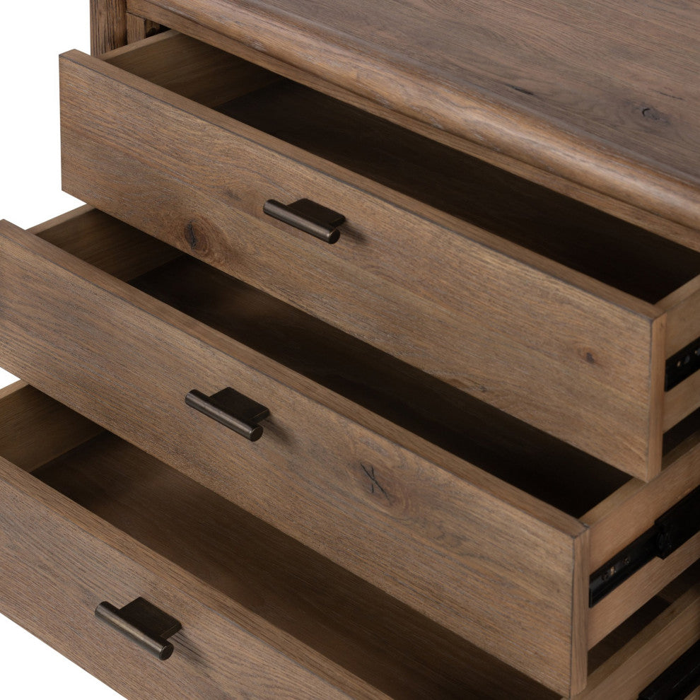 Glenview Nightstand Weathered Oak, Weathered Oak Veneer, Aged Bronze