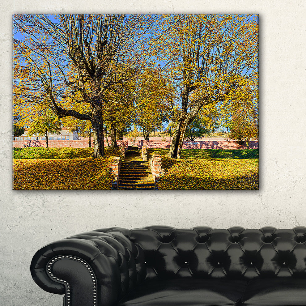 "Stone Stairs in Park in Fall" Landscape Wall Art, 32"x16"