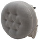 Yolanda 24" Upholstered Round Accent Ottoman, Light Gray Polyester
