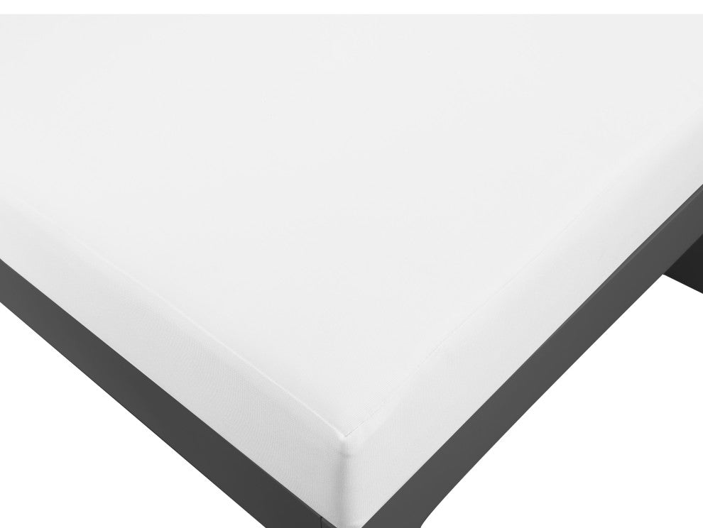 Nizuc Water Resistant Patio L-Shaped Modular Sectional, White, 4-Piece: 2 Armless Chair, 2 Corner Chair, Dark Gray Aluminum Frame