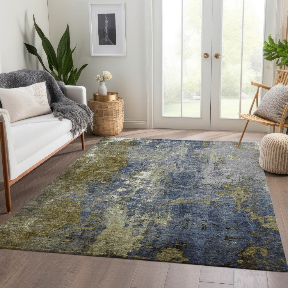 Machine Washable Indoor/Outdoor Chantille ACN1870 Khaki 10' x 14' Rug