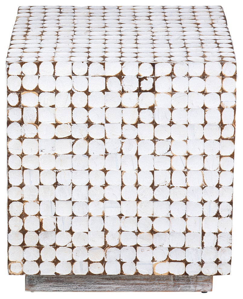 East at Main Covington White Coconut Shell Inlay Square Accent Table