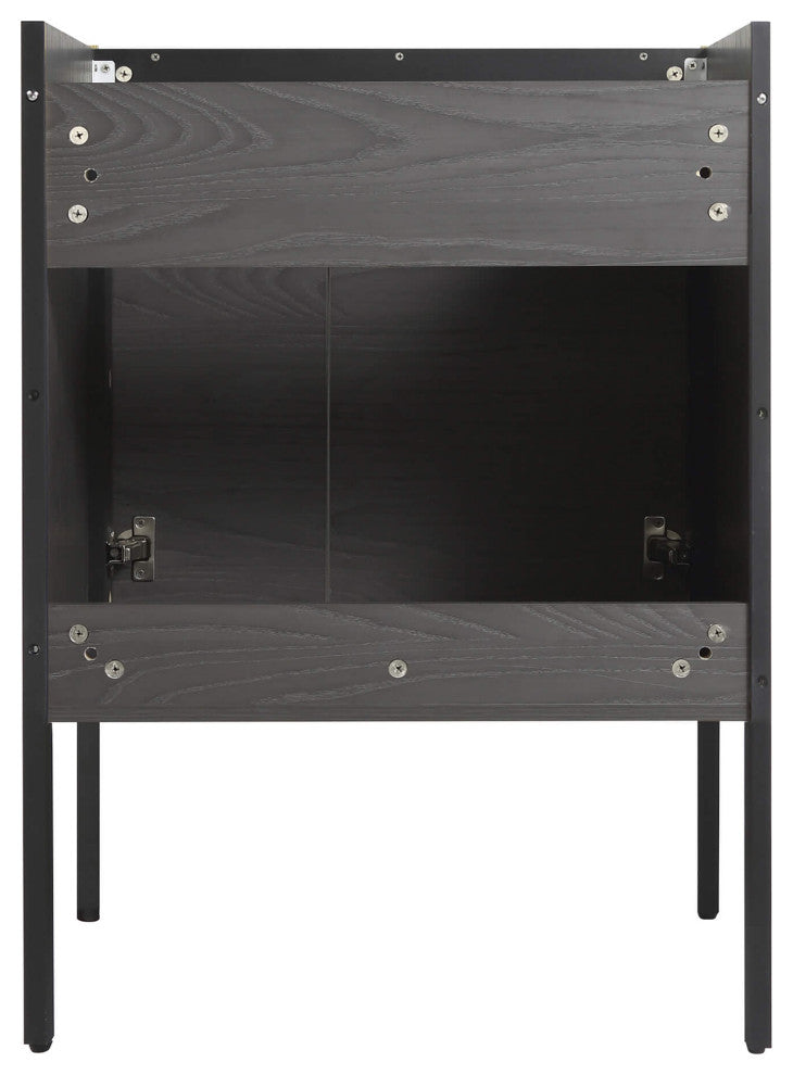 Oakville Bath Vanity, Ceramic Sink, Black Coal Oak, 24 Inch, Black Hardware