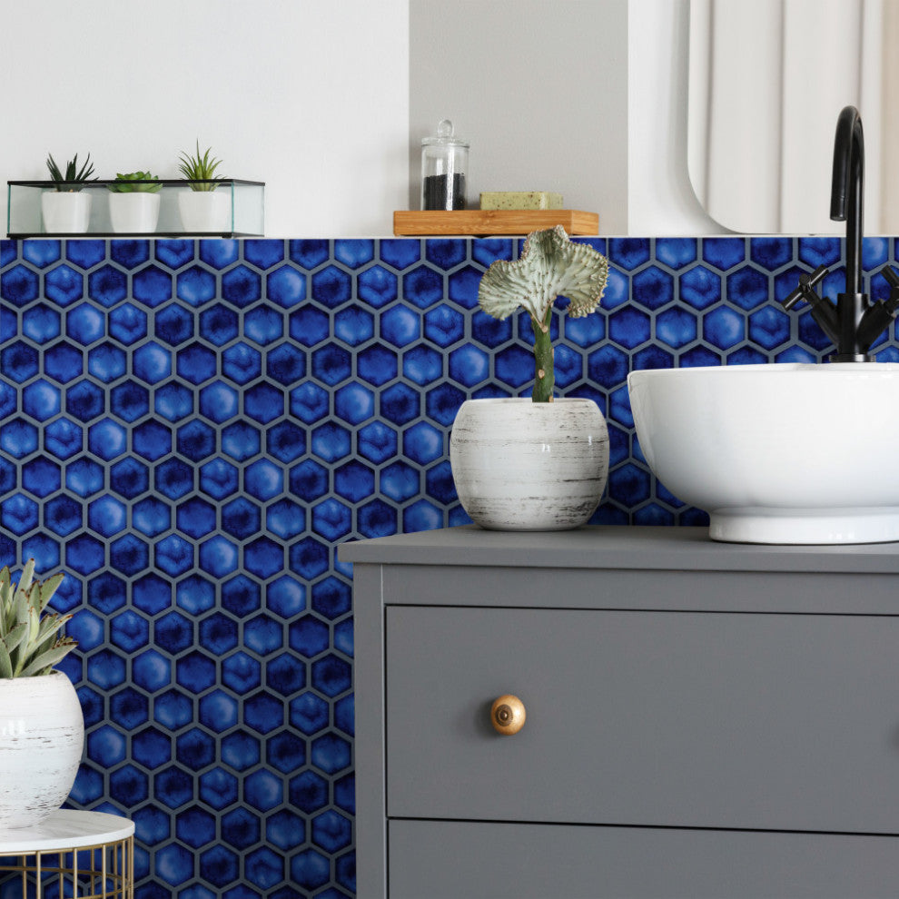 Hudson Due 2" Hex Sapphire Porcelain Floor and Wall Tile