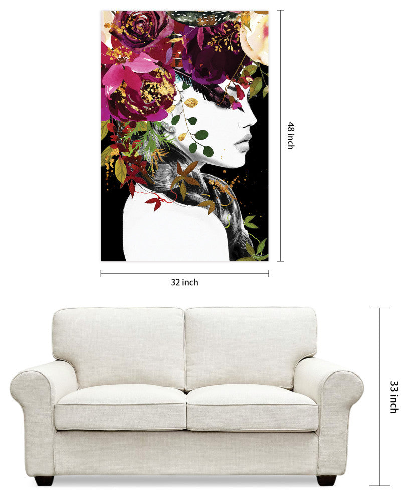 Beautiful Woman Printed Wall Art Unframed Free Floating Tempered Glass