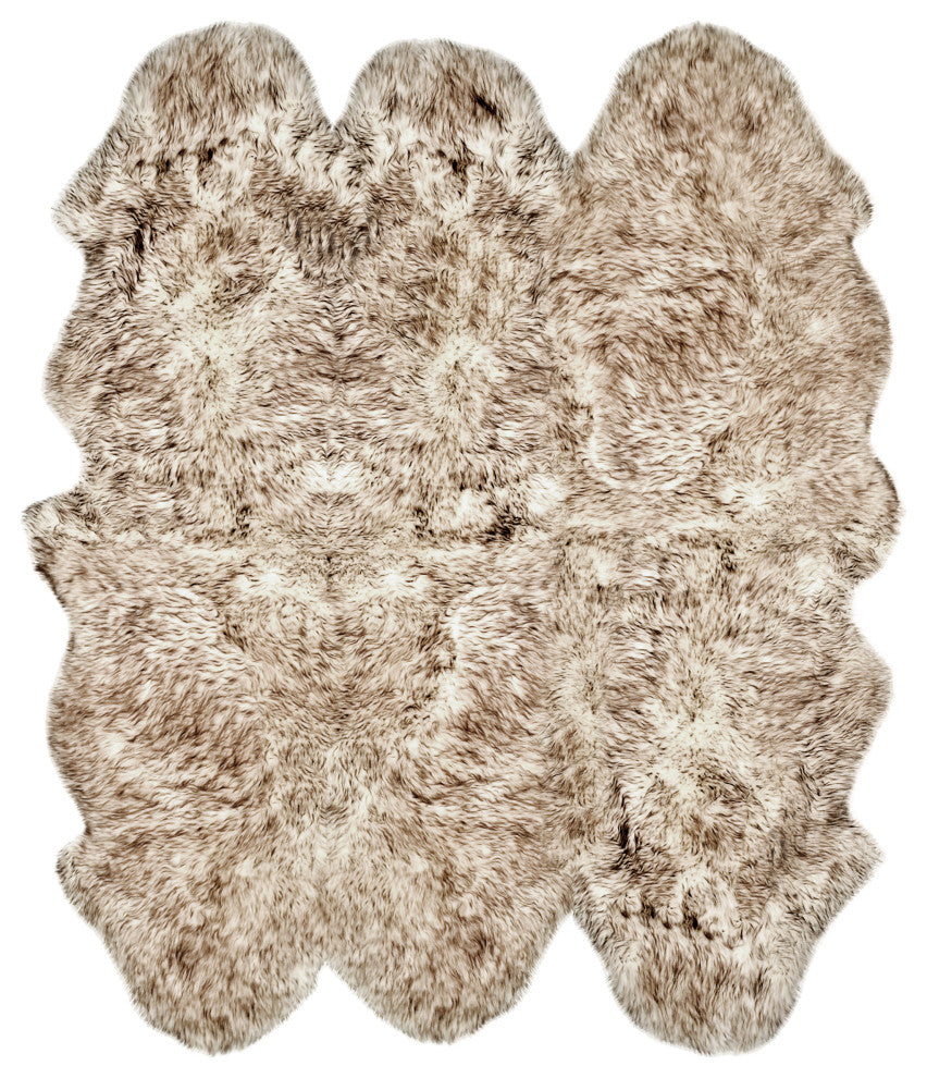 Natural 100% New Zealand Sheepskin Six Rug 5'x6', Gradient Chocolate